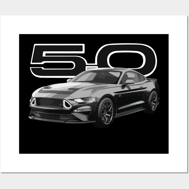 Mustang GT 5.0L V8 Grabber Blue Car GT RTR spec s550 Wall Art by cowtown_cowboy